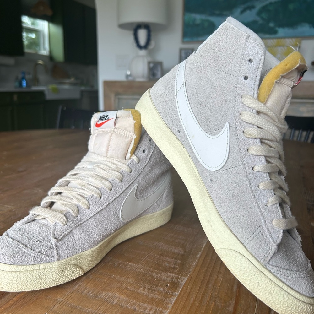 Nike High-Top Blazer Sneakers in Gray and Cream